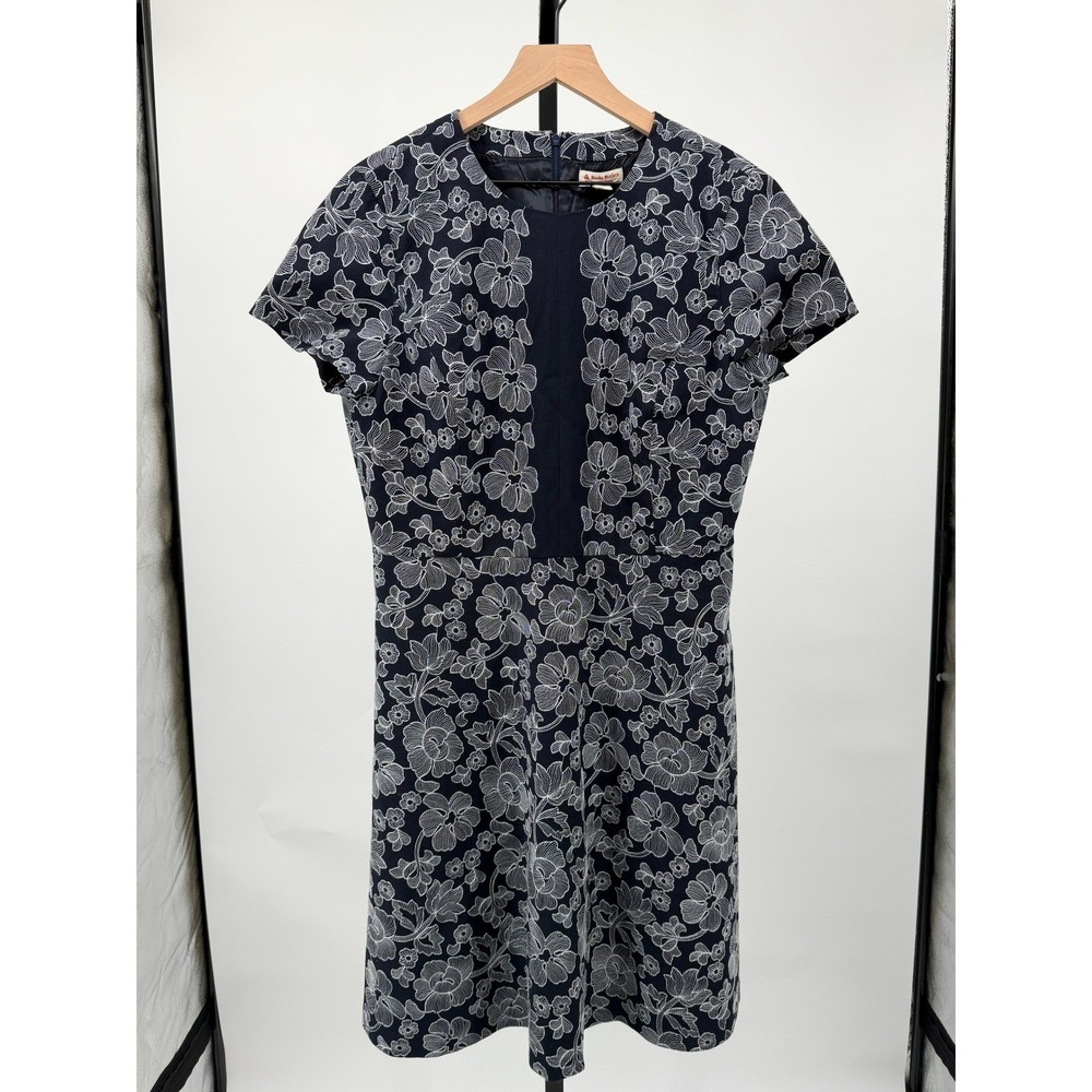 Brooks‎ Brothers Navy Floral Embroidered Fit and Flare Dress 14 Wedding Guest